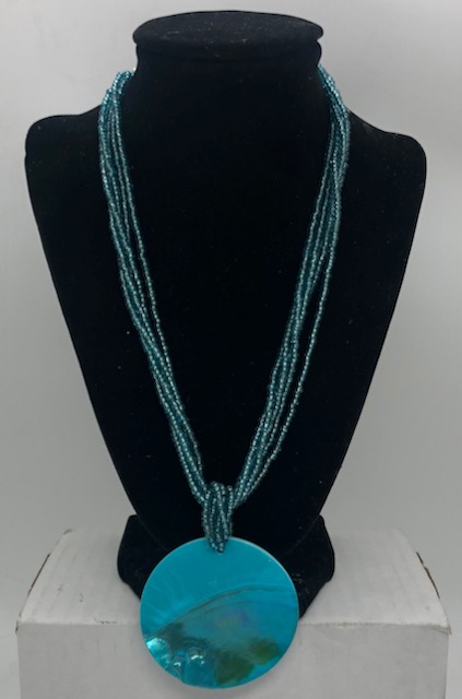 $30 Blue Pendant Seed Bead Neklace.jpeg